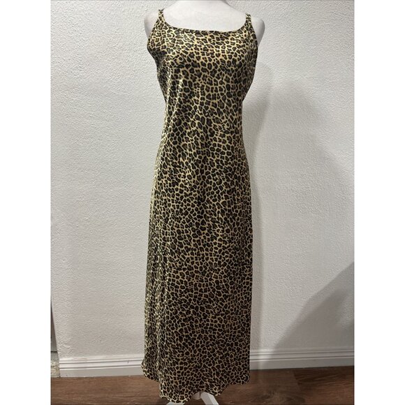 VICTORIA'S SECRET Leopard Print Satin Women's Maxi Dress M  Lingerie - Picture 2 of 16